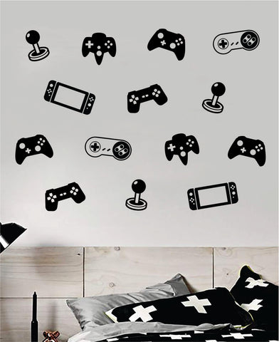 Gamer Pattern Controllers Wall Decal Quote Home Room Decor Art Vinyl Sticker Funny Gamer Gaming Nerd Geek Teen Video Game Kids Baby Boys Xbox Ps5