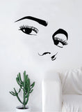 Girl Eyes and Nose Silhouette Beautiful Design Decal Sticker Wall Vinyl Decor Art Eyebrows Eyelashes Lashes Make Up Cosmetics Beauty Salon MUA