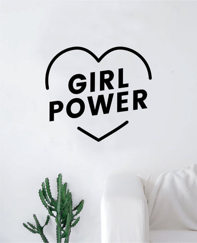 Girl Power Heart Wall Decal Sticker Vinyl Art Bedroom Living Room Decor Decoration Teen Quote Inspirational Motivational Cute Lady Woman Feminism Feminist Empower Grl Pwr Love Strong Beautiful