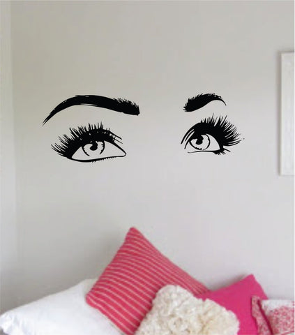Girl Eyes V12 Wall Decal Sticker Vinyl Home Decor Bedroom Art Make Up Lashes Cosmetics Beauty Salon Brows Girls Eyes Eyelashes Eyebrows