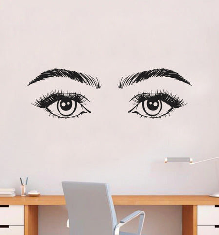 Girl Eyes V13 Wall Decal Sticker Vinyl Home Decor Bedroom Art Make Up Cosmetics Lashes Brows Eyebrows Eyelashes Vanity Beauty