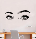 Girl Eyes V14 Wall Decal Sticker Vinyl Home Decor Bedroom Art Make Up Cosmetics Lashes Brows Eyebrows Eyelashes Vanity Beauty