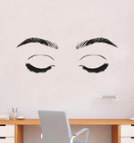 Girl Eyes V16 Wall Decal Sticker Vinyl Home Decor Bedroom Art Make Up Cosmetics Lashes Brows Eyebrows Eyelashes Vanity Beauty