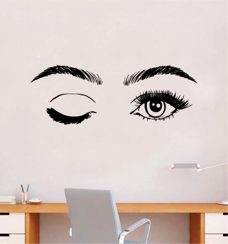 Girl Eyes V18 Wall Decal Sticker Vinyl Home Decor Bedroom Art Make Up Cosmetics Lashes Brows Eyebrows Eyelashes Vanity Beauty