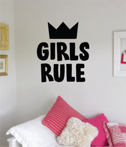 Girls Rule Quote Wall Decal Sticker Decor Vinyl Art Bedrom Cute Daughter Baby Teen Crown Princess