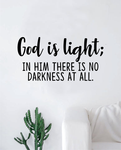 God is Light Quote Wall Decal Sticker Bedroom Home Room Art Vinyl Inspirational Motivational Teen Decor Religious Bible Verse Blessed Spiritual