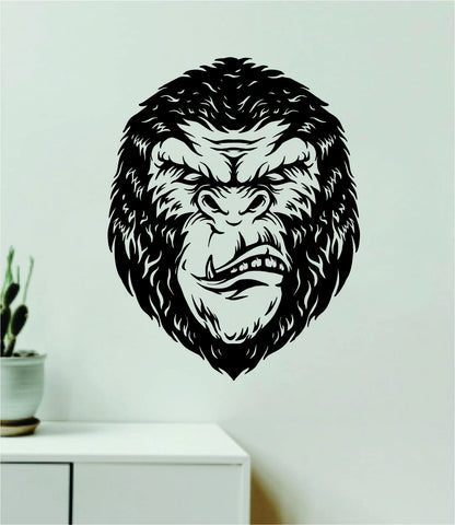 Gorilla Face V2 Wall Decal Home Decor Sticker Vinyl Art Bedroom Teen Kids Animals Gym Beast Fitness Exercise Lift