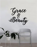 Grace and Beauty Quote Beautiful Design Decal Sticker Wall Vinyl Decor Art Make Up Cosmetics Beauty Salon Funny Girls Eyelashes