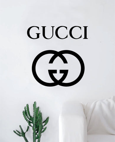 Gucci Logo Wall Decal Home Decor Bedroom Room Vinyl Sticker Art Quote Designer Brand Luxury Girls Cute Expensive