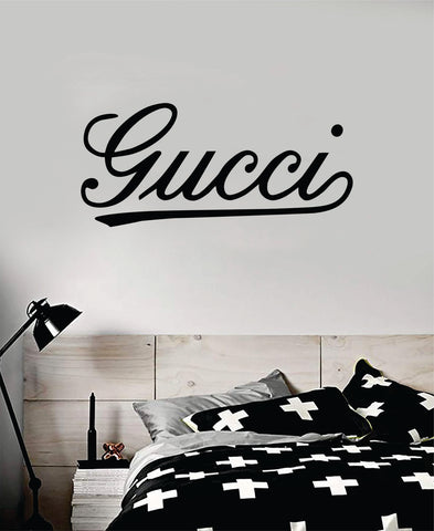 Gucci Cursive Wall Decal Home Decor Bedroom Room Vinyl Sticker Art Quote Designer Brand Luxury Girls Cute Expensive