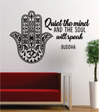 Hamsa Hand Quiet the Mind Decal Sticker Wall Vinyl Art Wall Bedroom Room Home Decor Teen Inspirational Yoga Zen Meditate Buddha