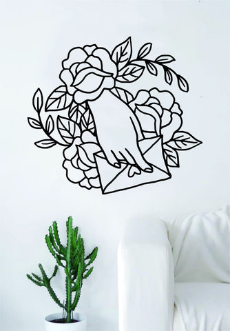 Hand Envelope Roses Love Tattoo Wall Decal Sticker Room Art Vinyl Home House Decor Traditional