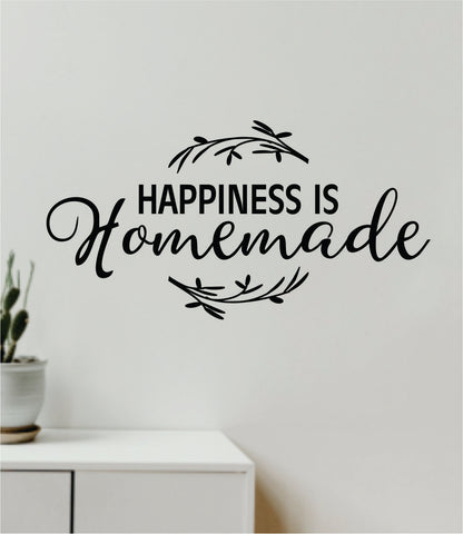 Happiness Is Homemade Wall Decal Home Decor Art Vinyl Sticker Quote Inspirational Love Kids Nursery Bedroom Flowers Heart