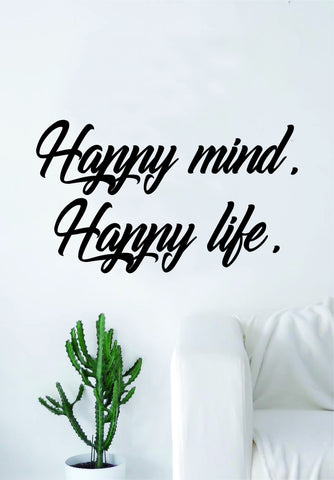Happy Mind Happy Life Quote Wall Decal Sticker Bedroom Living Room Art Vinyl Beautiful Inspirational Yoga Buddha Zen