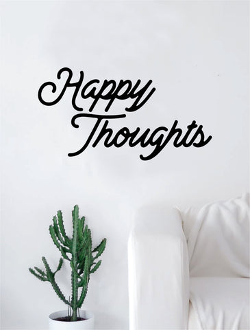 Happy Thoughts Quote Wall Decal Sticker Room Art Vinyl Beautiful Cute Positive Good Vibes Namaste Flower Meditate Buddha