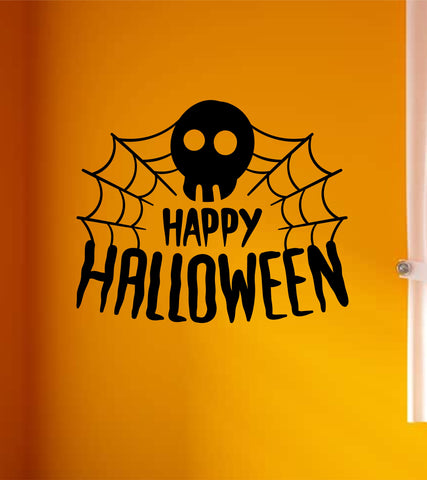 Happy Halloween V3 Wall Decal Home Decor Vinyl Art Sticker Holiday October Trick or Treat Pumpkin Witch Ghost Scary Skull Kids Boy Girl Family