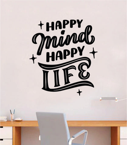 Happy Mind Happy Life V2 Quote Wall Decal Sticker Bedroom Room Art Vinyl Inspirational Motivational Kids Teen Baby Nursery School Girls Yoga
