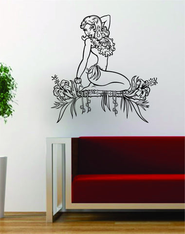 Hawaiian Pin Up Girl Design Decal Sticker Wall Vinyl Art Decor Home