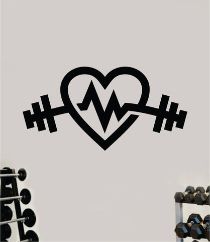 Heartbeat Gym Weights Decal Sticker Wall Vinyl Art Wall Bedroom Room Decor Motivational Inspirational Teen Sports Fitness Lift Health Beast Exercise