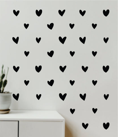 Heart Pattern Set of 100 Wall Decal Home Decor Bedroom Room Quote Vinyl Sticker Teen School Baby Kids Nursery Playroom Boy Girl Love Cute