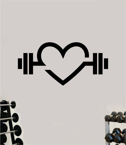 Heart Weights Fitness Gym Wall Decal Home Decor Bedroom Room Vinyl Sticker Art Teen Work Out Quote Beast Strong Inspirational Motivational Health School Lift
