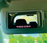 Hello Cutie Hearts Car Decal Truck Window Windshield JDM Bumper Sticker Mirror Vinyl Lettering Quote Girls Funny Mom Milf Beauty Make Up Selfie Boyfriend Girlfriend