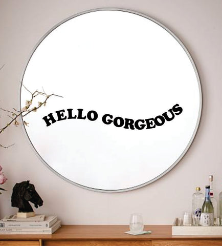Hello Gorgeous V3 Wall Decal Sticker Vinyl Art Wall Bedroom Home Decor Inspirational Motivational Boy Girls Teen Mirror Beauty Lashes Brows Make Up