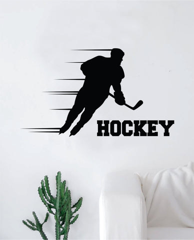 Hockey Player V5 Wall Decal Sticker Vinyl Art Bedroom Room Home Decor Quote Kids Teen Baby Boy Girl Nursery School Fitness Inspirational Ice Skate NHL