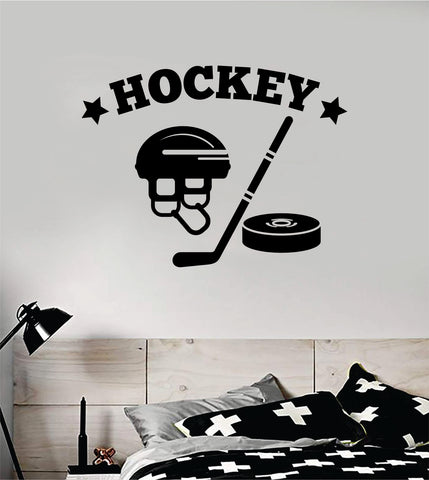 Hockey V2 Wall Decal Sticker Vinyl Art Bedroom Room Home Decor Quote Kids Teen Baby Boy Girl Nursery Ice Skate Puck Stick NHL Winter