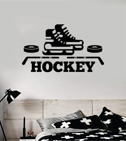 Hockey Wall Decal Sticker Vinyl Art Bedroom Room Home Decor Quote Kids Teen Baby Boy Girl Nursery Ice Skate Puck Stick NHL Winter
