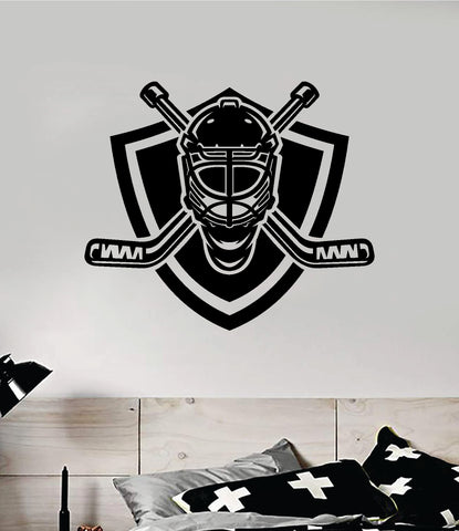 Hockey Goalie V8 Wall Decal Sticker Vinyl Art Bedroom Room Home Decor Quote Kids Teen Boy Girl Nursery School Fitness Inspirational Ice Skate Winter Mask