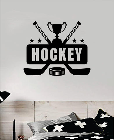 Hockey V3 Wall Decal Sticker Vinyl Art Bedroom Room Home Decor Quote Kids Teen Baby Boy Girl Nursery Ice Skate Puck Stick NHL Winter