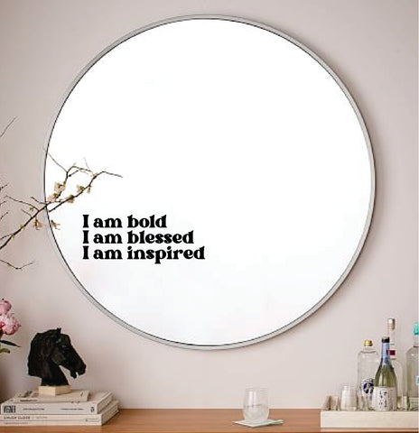 I Am Bold Blessed Inspired Wall Decal Mirror Sticker Vinyl Quote Bedroom Art Girls Women Inspirational Motivational Positive Affirmations Beauty Vanity Lashes Brows Aesthetic