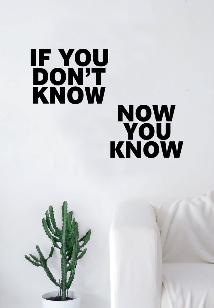 If You Don’t Know Now You Know Quote Wall Decal Art Sticker Vinyl Home  Decor Girls Boys Teen Music Lyrics Rap Hip Hop