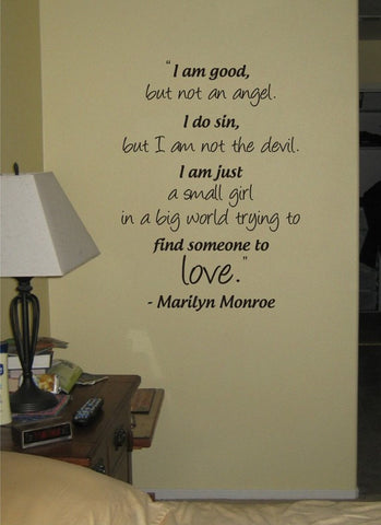 Marilyn Monroe I Am Good But Not An Angel Quote Decal Sticker Wall Vinyl Decor Art - boop decals - vinyl decal - vinyl sticker - decals - stickers - wall decal - vinyl stickers - vinyl decals