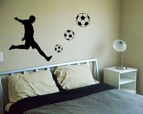 Soccer Player Kicking Ball Sports Decal Sticker Wall Vinyl - boop decals - vinyl decal - vinyl sticker - decals - stickers - wall decal - vinyl stickers - vinyl decals