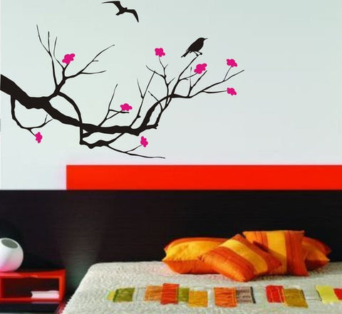 Cherry Blossom Tree with Birds Decal Sticker Wall Vinyl Art Home Room Decor - boop decals - vinyl decal - vinyl sticker - decals - stickers - wall decal - vinyl stickers - vinyl decals