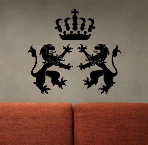Lions and Crown Design Animal Decal Sticker Wall Vinyl Decor Art