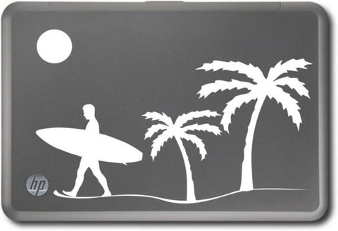 Surfer Beach Palm Trees Scene Laptop Decal Sticker Wall Vinyl Art Design - boop decals - vinyl decal - vinyl sticker - decals - stickers - wall decal - vinyl stickers - vinyl decals