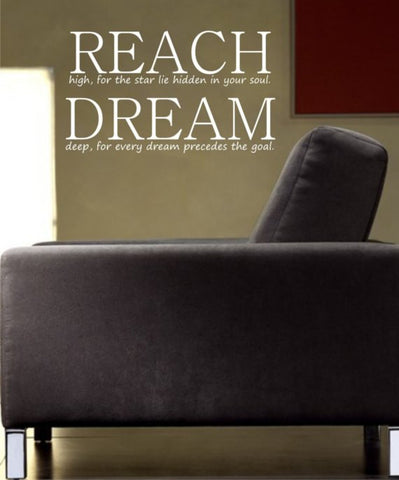 Reach Dream Inspirational Quote Decal Sticker Wall Vinyl Decor Art - boop decals - vinyl decal - vinyl sticker - decals - stickers - wall decal - vinyl stickers - vinyl decals
