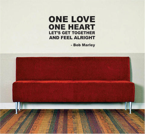 Bob Marley One Love One Heart Decal Quote Sticker Wall Vinyl Art Decor - boop decals - vinyl decal - vinyl sticker - decals - stickers - wall decal - vinyl stickers - vinyl decals