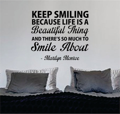 Marilyn Monroe Keep Smiling Quote Decal Sticker Wall Vinyl Decor Art - boop decals - vinyl decal - vinyl sticker - decals - stickers - wall decal - vinyl stickers - vinyl decals