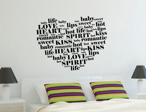 Heart Made of Words Quote Decal Sticker Wall Vinyl Decor Art - boop decals - vinyl decal - vinyl sticker - decals - stickers - wall decal - vinyl stickers - vinyl decals