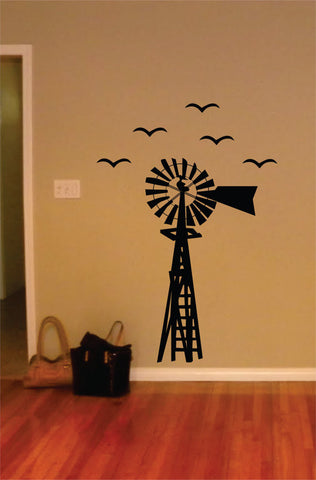 Windmill with Birds Design Animal Decal Sticker Wall Vinyl Decor Art - boop decals - vinyl decal - vinyl sticker - decals - stickers - wall decal - vinyl stickers - vinyl decals