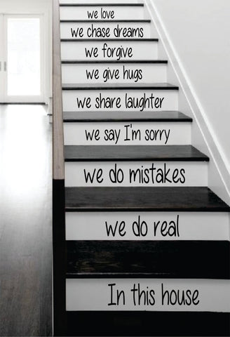 In This House Stairs Decor Decal Sticker Wall Vinyl Art - boop decals - vinyl decal - vinyl sticker - decals - stickers - wall decal - vinyl stickers - vinyl decals