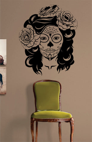 Day of the Dead Girl Skull Mask Art Decal Sticker Wall Vinyl - boop decals - vinyl decal - vinyl sticker - decals - stickers - wall decal - vinyl stickers - vinyl decals