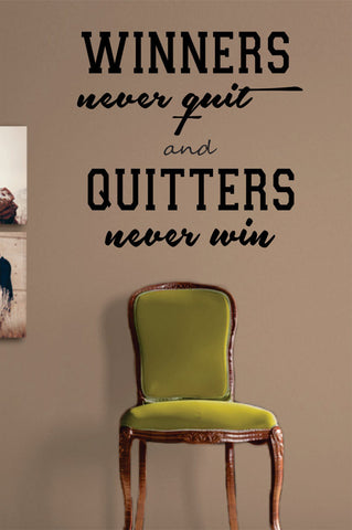 Winners Never Quit Inspirational Quote Decal Sticker Wall Vinyl Decor Art - boop decals - vinyl decal - vinyl sticker - decals - stickers - wall decal - vinyl stickers - vinyl decals