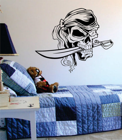 Pirate Skull with Sword Art Decal Sticker Wall Vinyl - boop decals - vinyl decal - vinyl sticker - decals - stickers - wall decal - vinyl stickers - vinyl decals