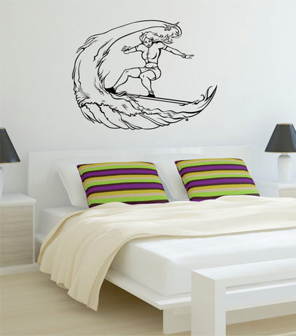 Surfer Girl Version 2 Design Sports Decal Sticker Wall Vinyl - boop decals - vinyl decal - vinyl sticker - decals - stickers - wall decal - vinyl stickers - vinyl decals