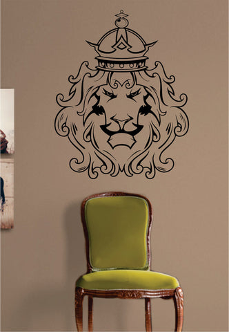Lion Wearing Crown Design Animal Decal Sticker Wall Vinyl Decor Art